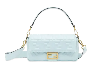 FENDI Baguette Nappa Leather Bag "Light Blue"