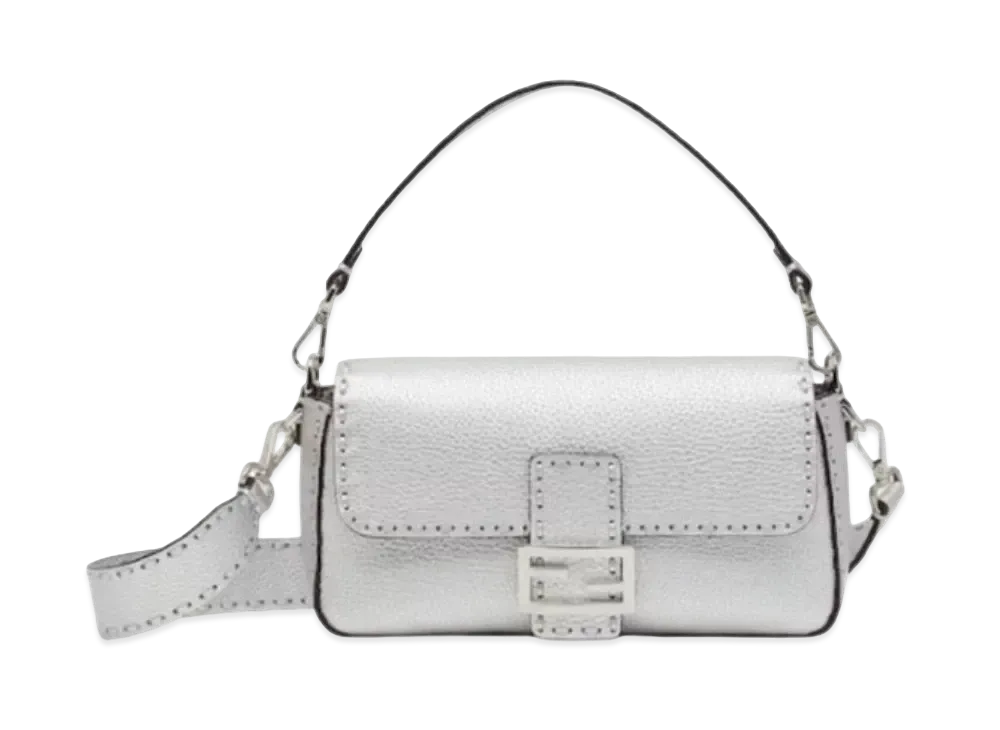 FENDI Baguette Seria Bag with Oversized Topstitching "Silver"
