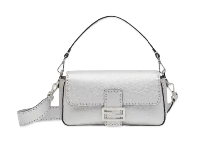 FENDI Baguette Seria Bag with Oversized Topstitching "Silver"