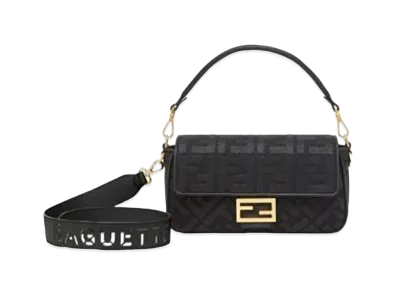 FENDI Baguette FF Canvas Bag "Black"
