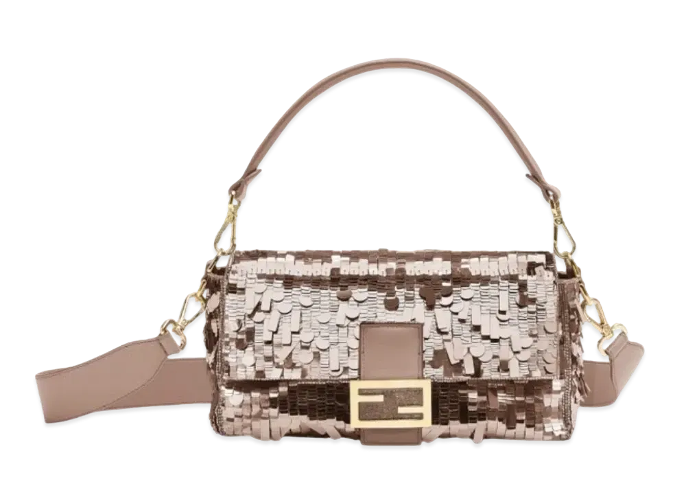 FENDI Baguette Sequin and Leather Bag "Dub Gray"