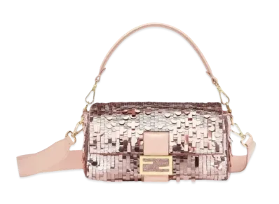 FENDI Baguette Sequin and Leather Bag "Pink"