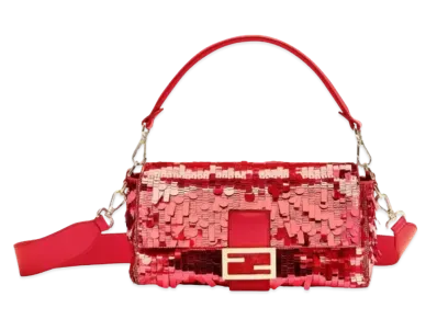 FENDI Baguette Sequin and Leather Bag "Red"