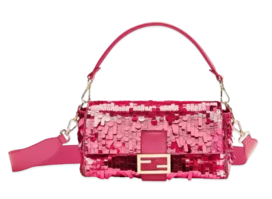 FENDI Baguette Sequin and Leather Bag "Fuchsha"