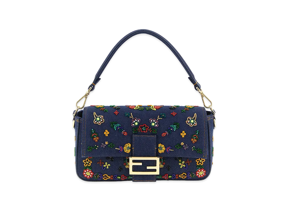 FENDI Women's Baguette Medium Shoulder Bag "Blue"
