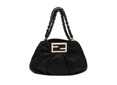 FENDI Mia Chain Handle Leather Handbag "Black"