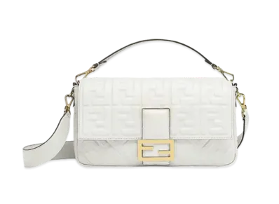 FENDI Baguette Large Leather Bag "White"
