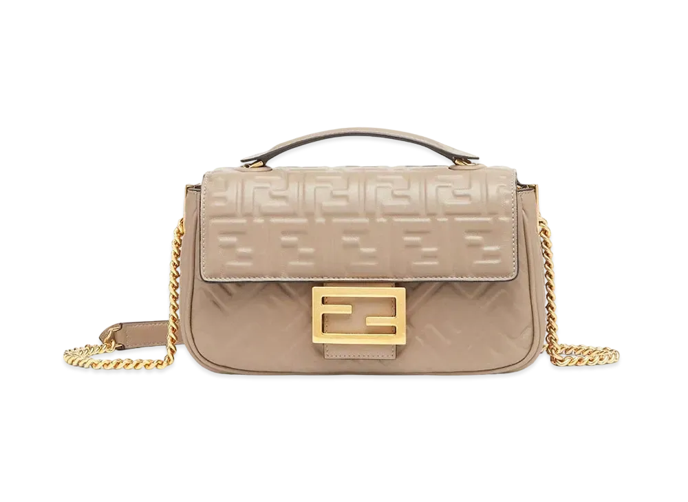 FENDI Baguette Chain Leather Bag "Beige"