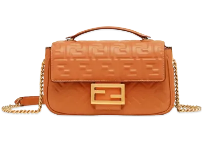 FENDI Baguette Chain Midi Nappa Leather Bag "Brown"