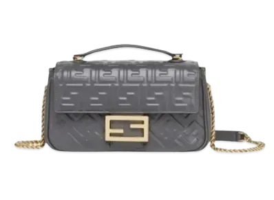 FENDI Baguette Chain Midi Leather Bag "Dark Gray"