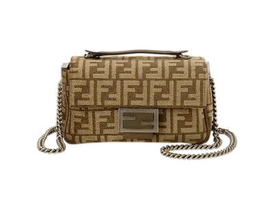 FENDI Baguette Chain Medium Shoulder Bag "Brown"