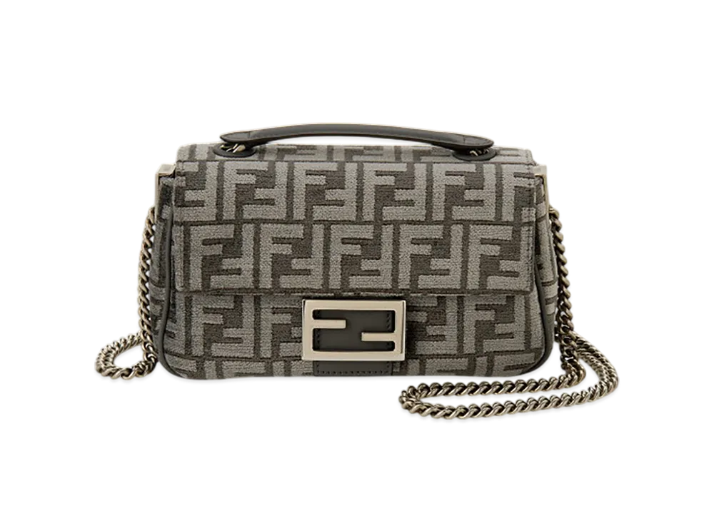 FENDI Baguette Chain Medium Shoulder Bag "Grey"
