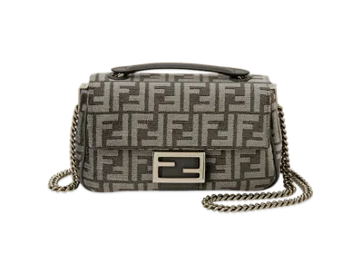 FENDI Baguette Chain Medium Shoulder Bag "Grey"
