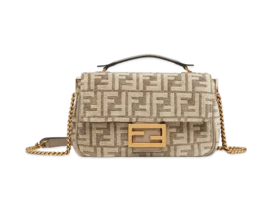 FENDI Baguette Chain Medium Tapestry Fabric Bag