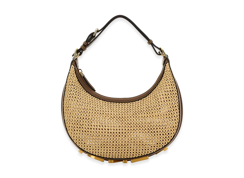 FENDI Women's Straw FENDI Women'sgraphy Handbag "BeigeOTan"