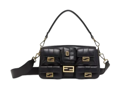 FENDI Multipocket Baguette Leather Bag "Black"