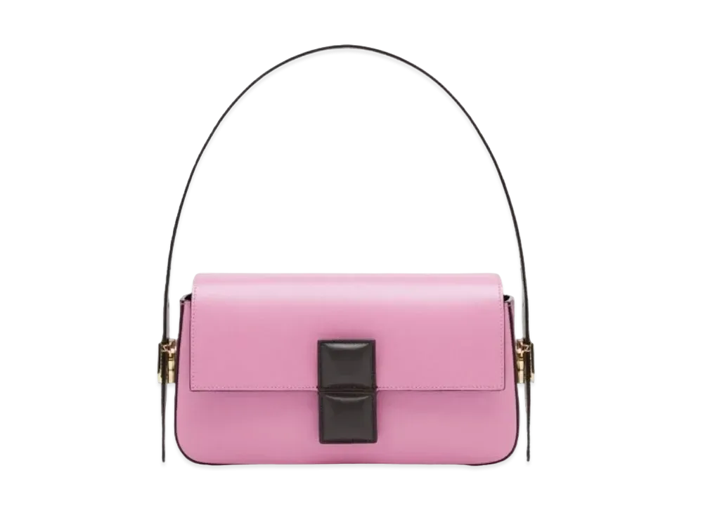 FENDI Baguette Color Block Leather Bag "Pink/Dark Brown"