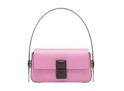 FENDI Baguette Color Block Leather Bag "Pink/Dark Brown"