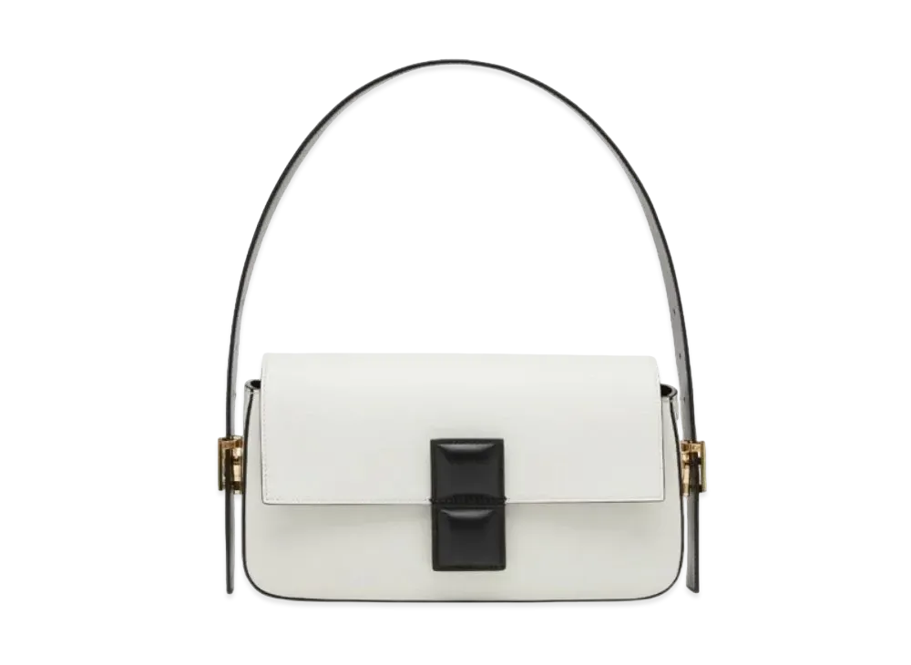 FENDI Baguette Color Block Leather Bag "White/Black"