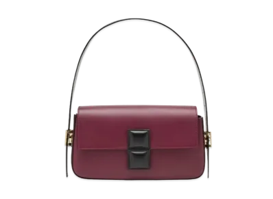 FENDI Baguette Color Block Leather Bag "Burgundy/Black"