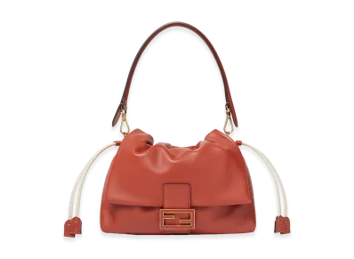 FENDI Women's Mamma Baguette Medium Nappa Leather Bag "Rust Brown"
