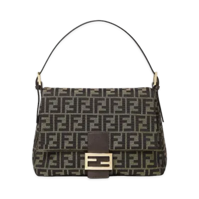 FENDI Women's Borsa Flap 26325 in Tessuto Jacquard FF Zucca "Brown"