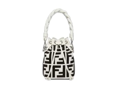 FENDI Mon Tresor Canvas Mini Bag FF Embroidery "Black/White"