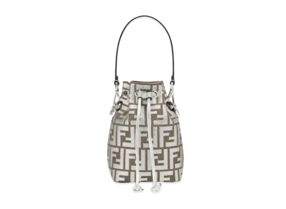 FENDI Mon Tresor Laminated FF Jacquard Fabric Mini Bag "Silver"
