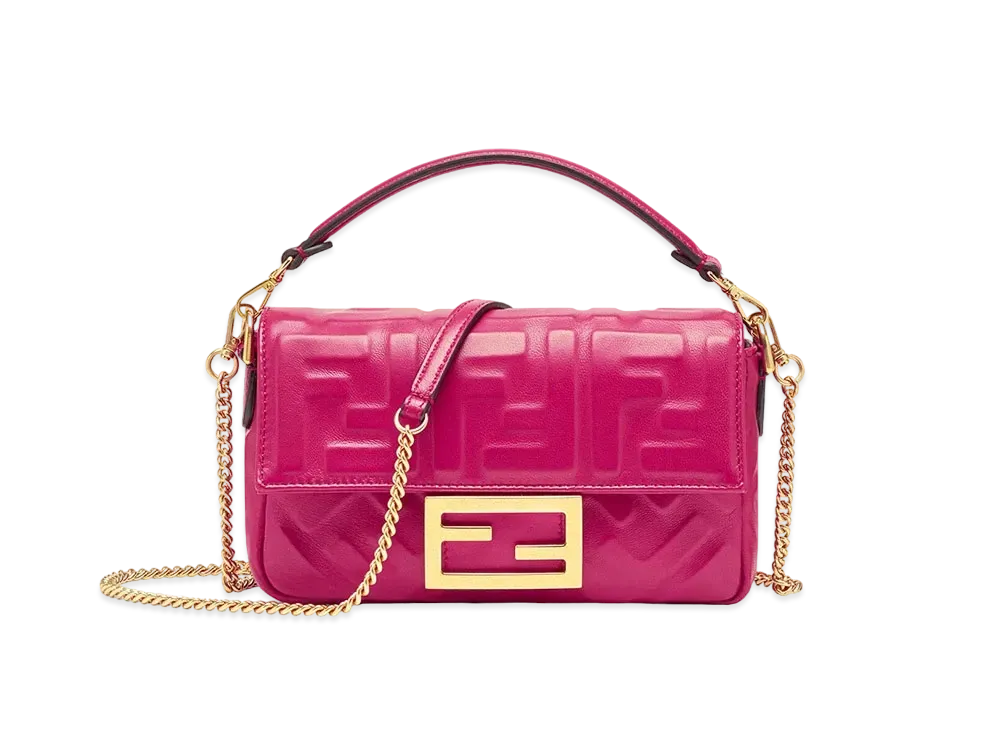 FENDI Baguette Leather Bag Small "Fuchsha"