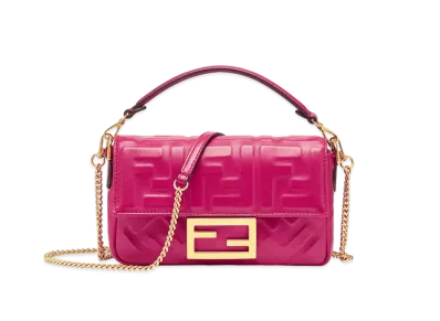 FENDI Baguette Leather Bag Small "Fuchsha"