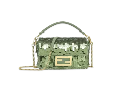 FENDI Baguette Mini Embroidered with Sequins "Green"