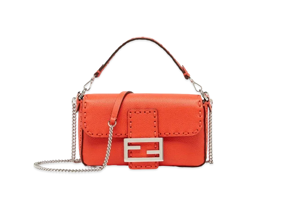FENDI Baguette Mini Selleria Bag with 309 Hand-sewn Topstitches "Red"