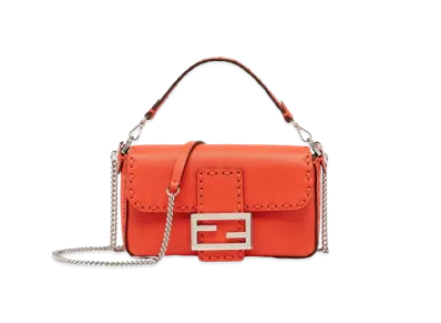 FENDI Baguette Mini Selleria Bag with 309 Hand-sewn Topstitches "Red"