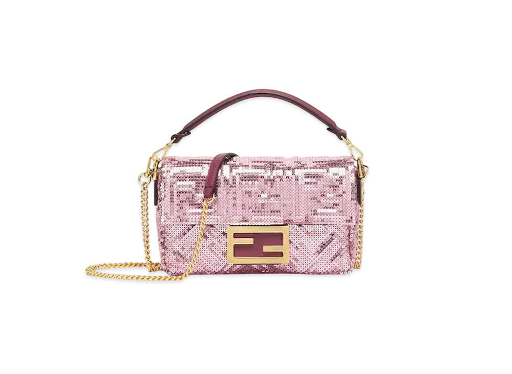 FENDI Baguette Mini Sequin Bag with FF "Pink"
