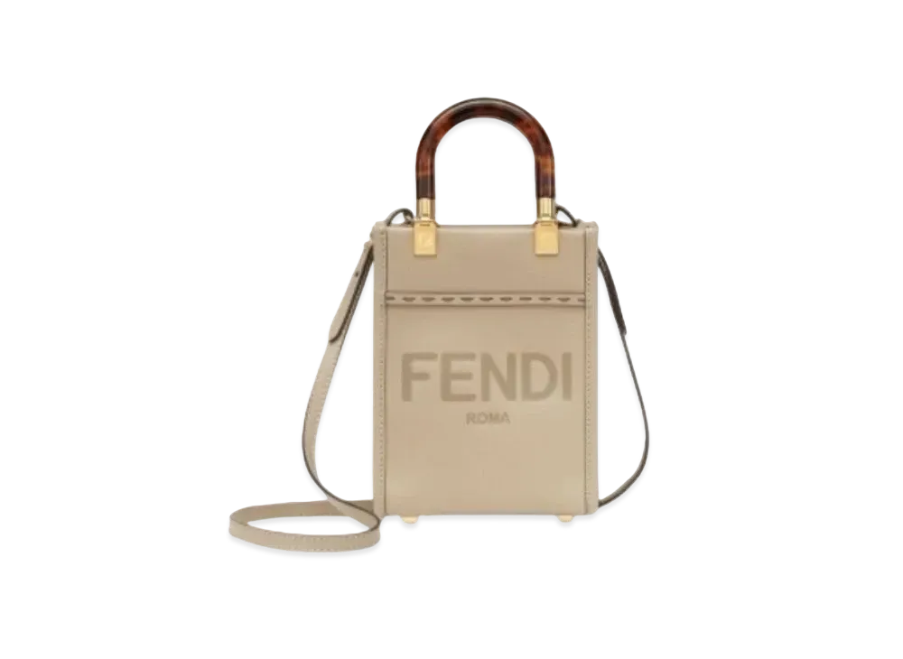 FENDI Sunshine Shopper Leather Mini Bag "Dub Gray"