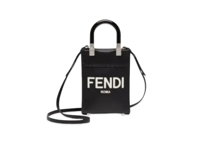 FENDI Sunshine Shopper Leather Mini Bag "Black"