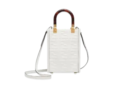 FENDI Sunshine Shopper Mini Leather Bag "White"
