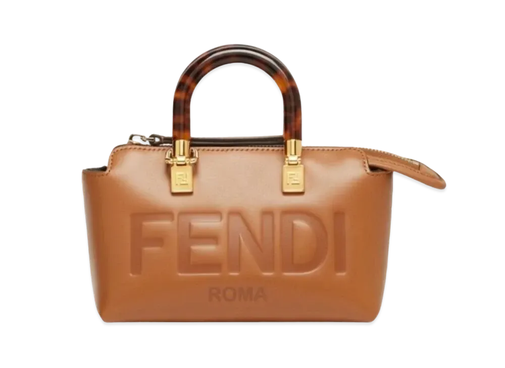 FENDI By The Way Mini Leather Boston Bag "Brown"
