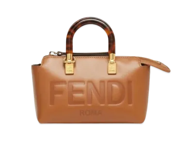 FENDI By The Way Mini Leather Boston Bag "Brown"