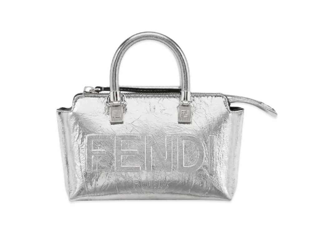 FENDI By The Way Mini Crafts Leather Boston Bag "Silver"
