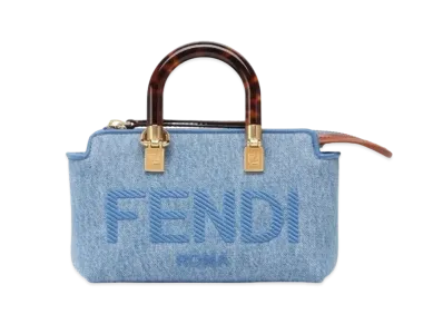 FENDI By The Way Mini Denim Boston Bag Small "Light Blue"