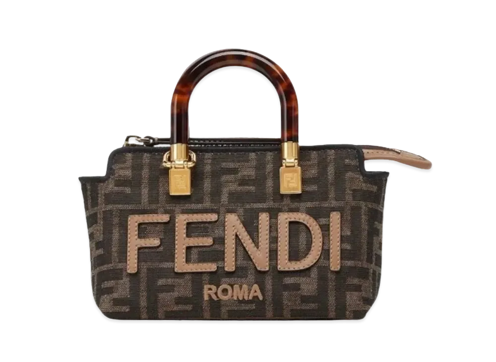 FENDI By The Way Mini FF Fabric Boston Bag "Brown"