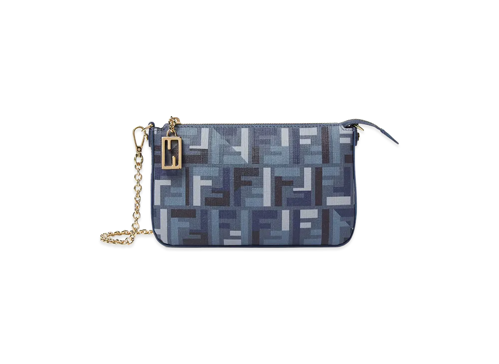 FENDI Women's Pouch With Fabric Chain "Blue"