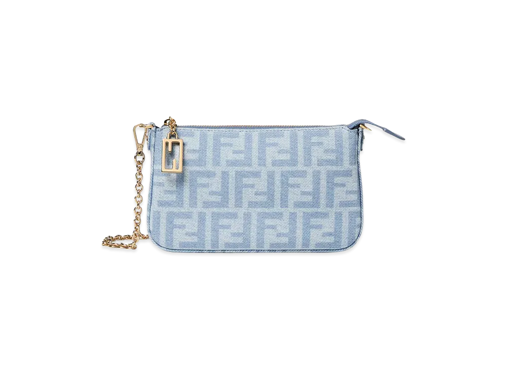 FENDI Women's Baguette Pouch Denim FF/Vit.C "Ceruleo/Denim Ch/Os"