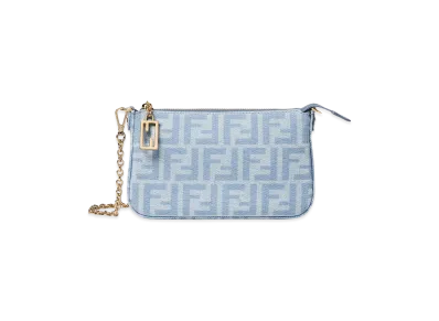 FENDI Women's Baguette Pouch Denim FF/Vit.C "Ceruleo/Denim Ch/Os"