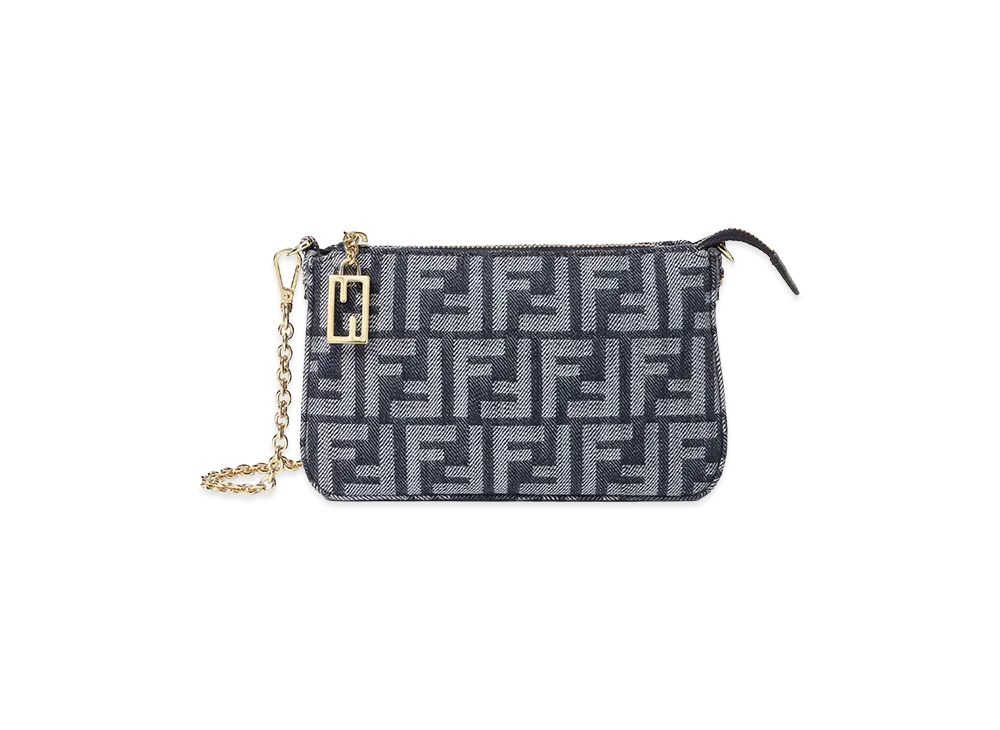 FENDI Women's FF Fabric Baguette Pouch "Blue"