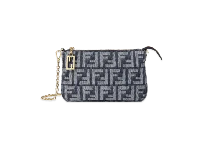 FENDI Women's FF Fabric Baguette Pouch "Blue"