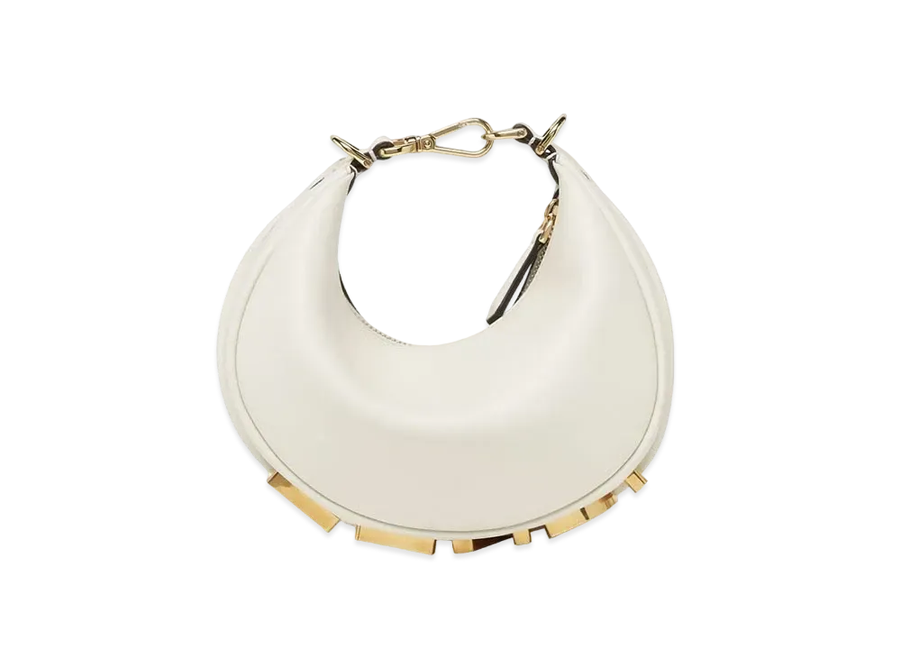 FENDI Fendigraphy Mini Leather Mini Bag "White"