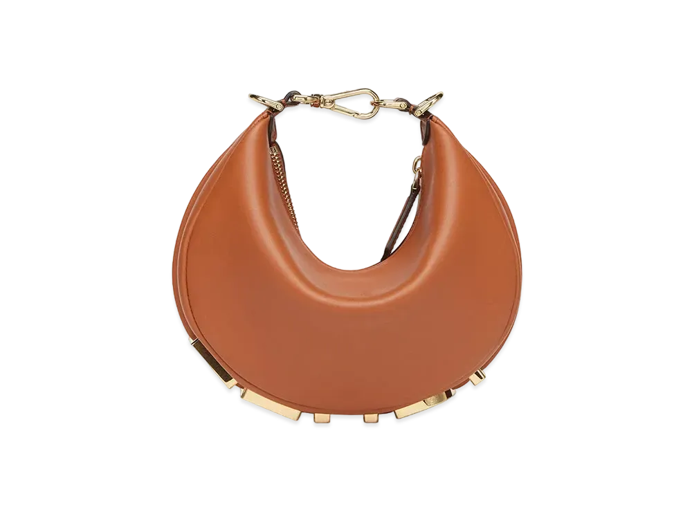 FENDI Fendigraphy Mini Leather Mini Bag "Brown"