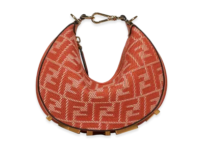FENDI Women's Embroidered Denim Mini FENDI Women'sgraphy Handbag "Orange"